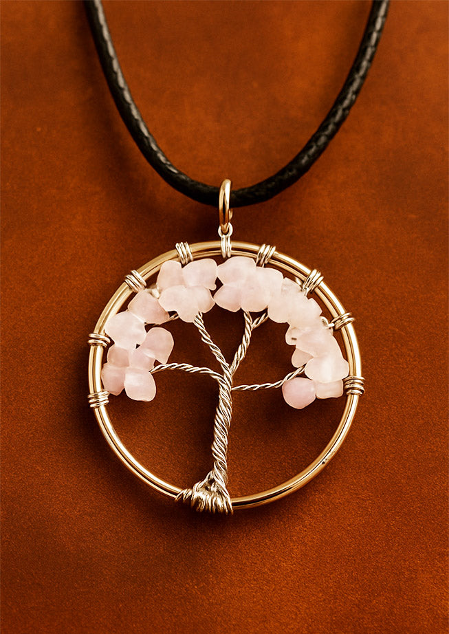 Tree of Life Pendant - Rose Quartz
