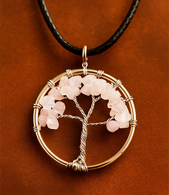 Tree of Life Pendant - Rose Quartz