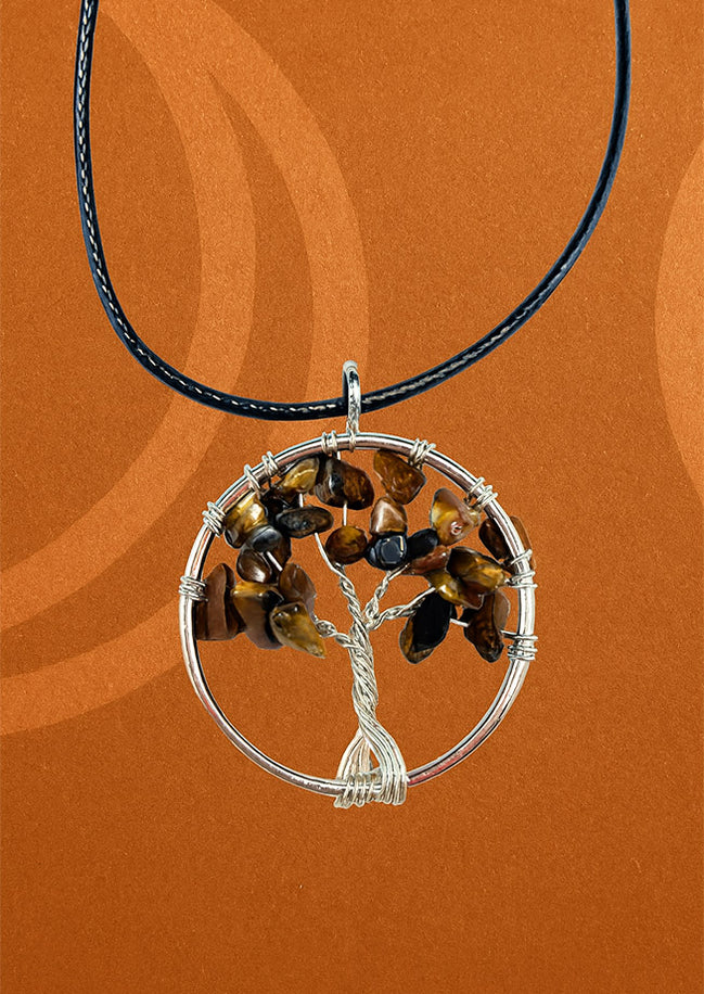 Tree of Life Pendant - Tiger Eye