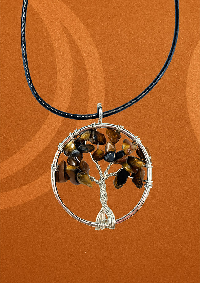 Tree of Life Pendant - Tiger Eye