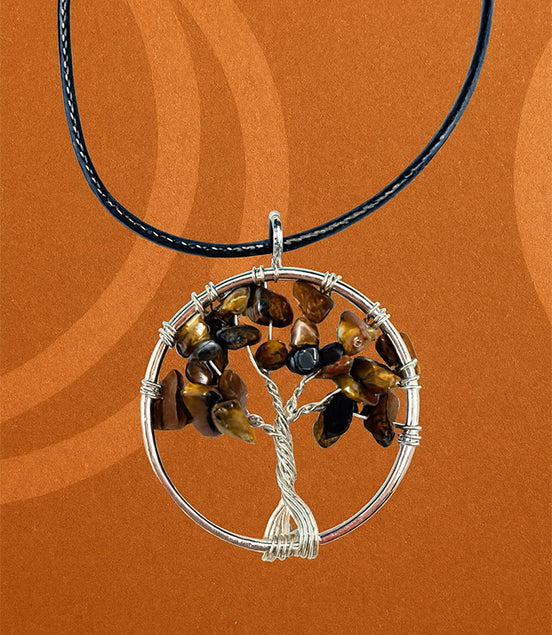 Tree of Life Pendant - Tiger Eye