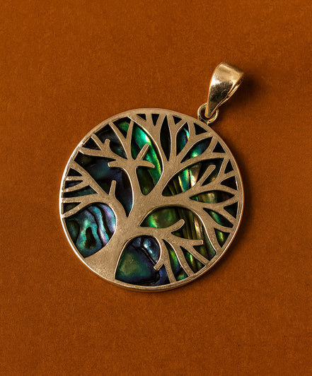 Tree of Life Silver Pendant 22mm – Abalone