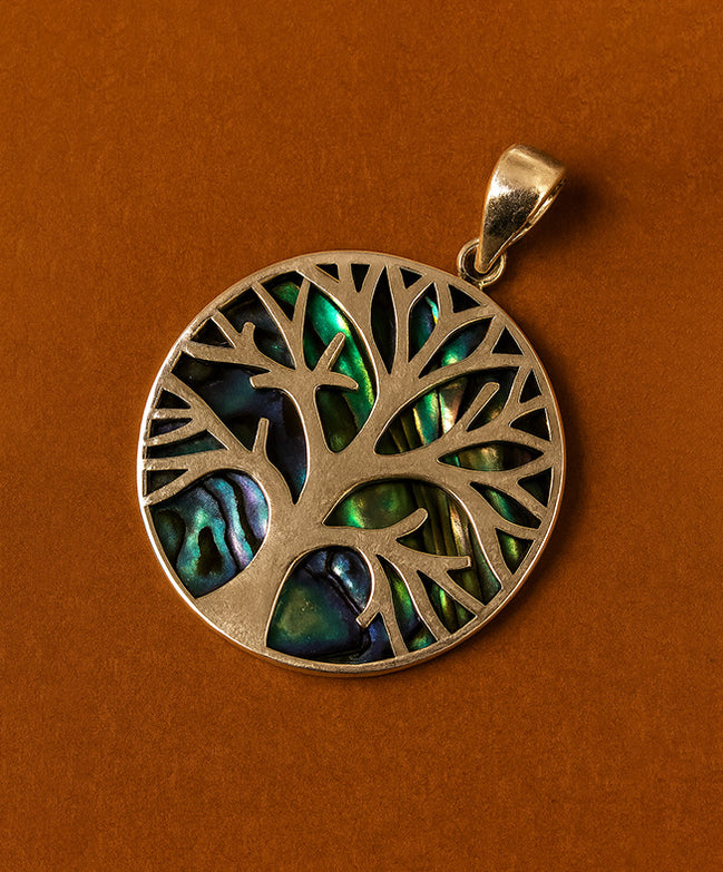 Tree of Life Silver Pendant 22mm – Abalone