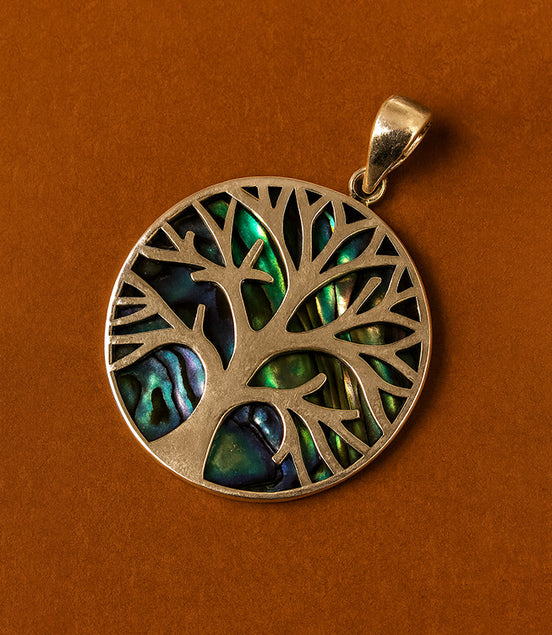 Tree of Life Silver Pendant 22mm – Abalone