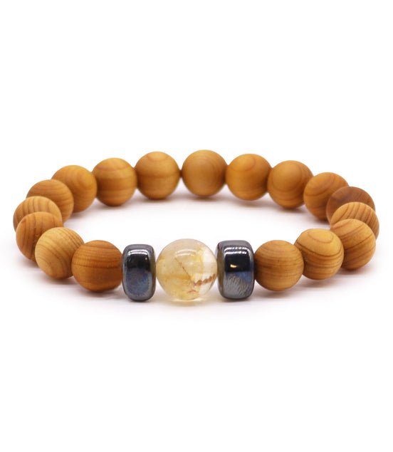 Cedarwood Solar Plexus Chakra Bangle with Citrine