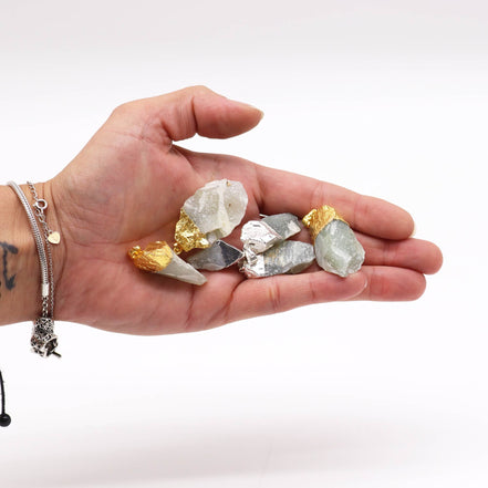Gemstone Indian Jade Gold & Silver Plated Pendants – 6 Assorted