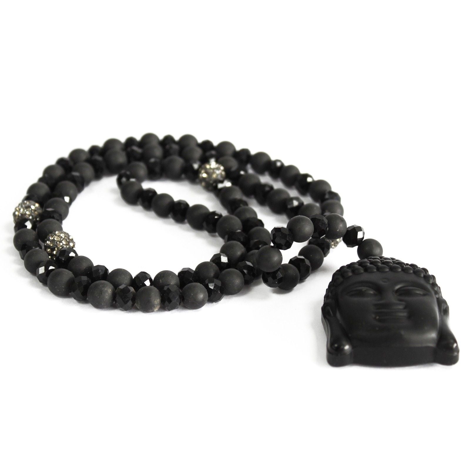 Buddha Black Agate Gemstone Necklace – Strength & Clarity
