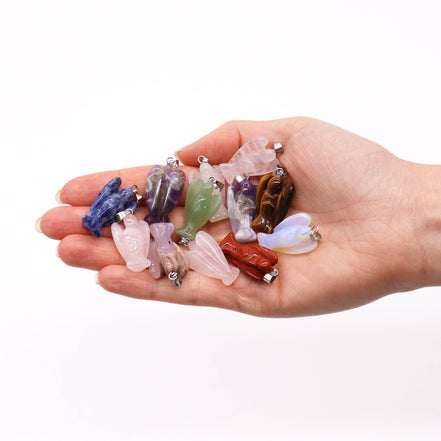 Gemstone Mini Angel Pendants – 12 Assorted 26x18mm
