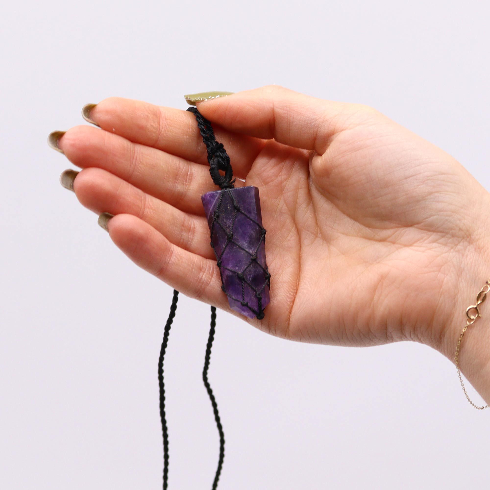 Laced Gemstone Flat Point Amethyst Necklace