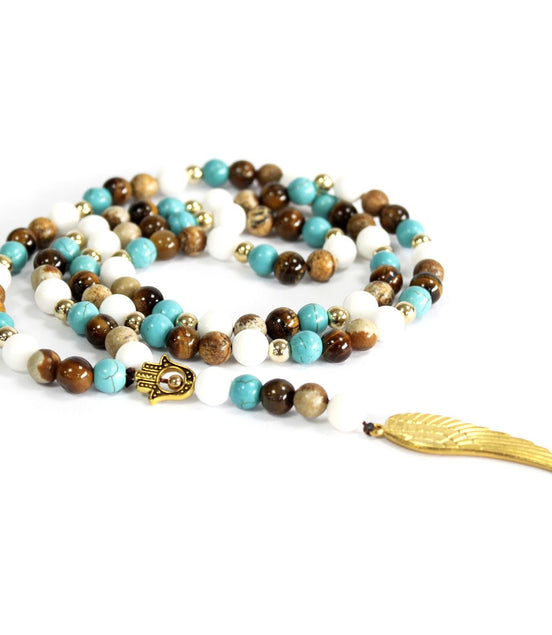 Angel Wing Multi Beads Gemstone Necklace