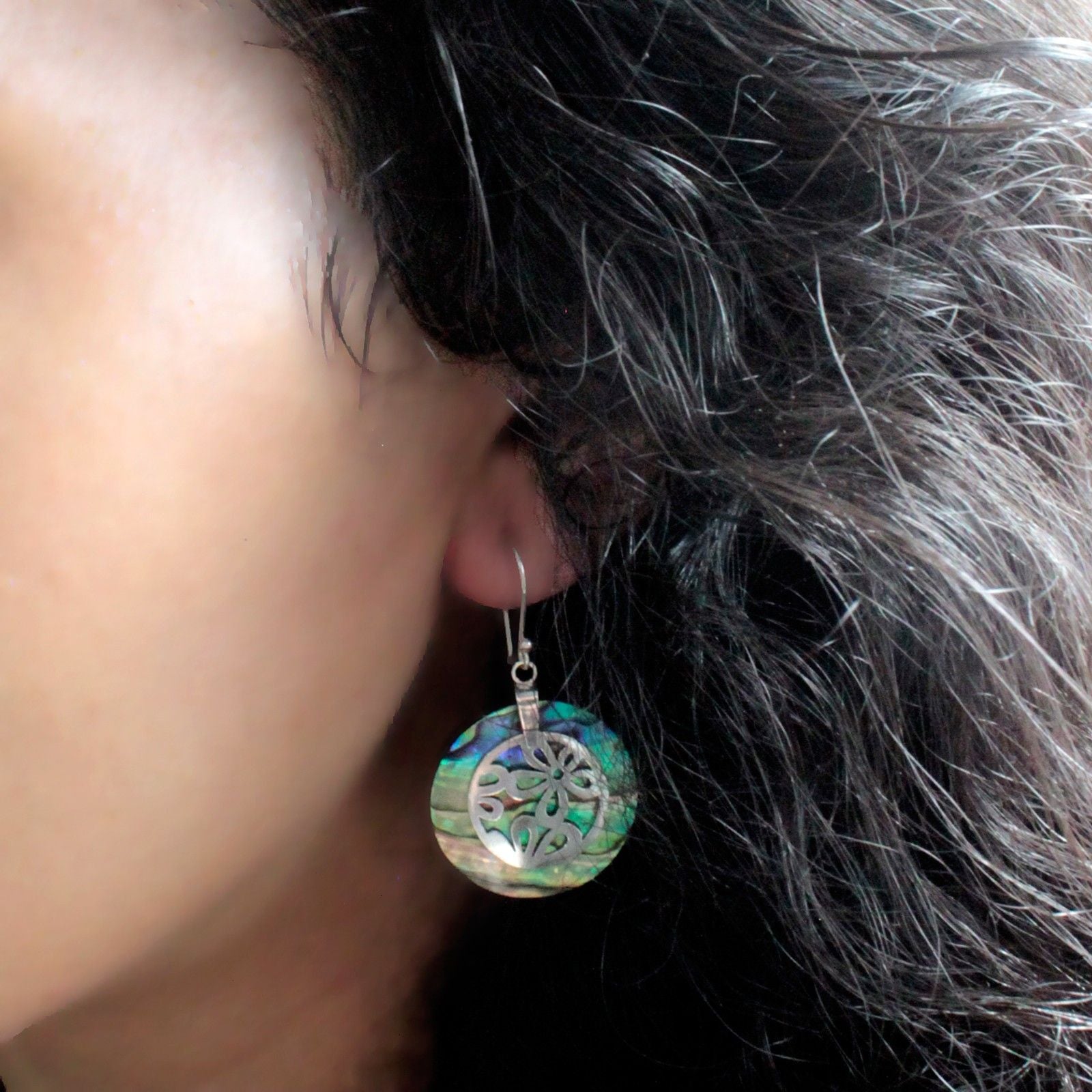 Silver Earrings for Women – Flower Abalone