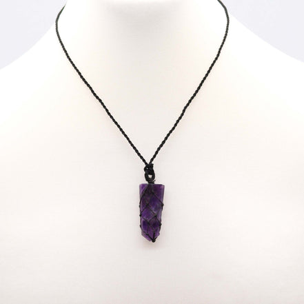 Laced Gemstone Flat Point Amethyst Necklace
