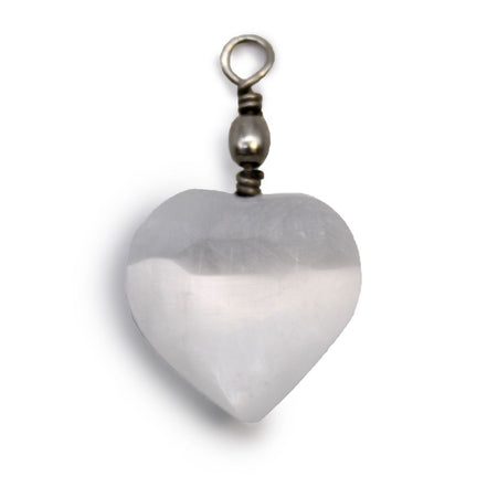 Selenite Heart Pendant – Sterling Silver Necklace Handmade