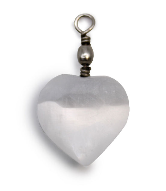 Selenite Heart Pendant – Sterling Silver Necklace Handmade