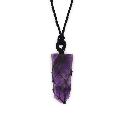 Laced Gemstone Flat Point Amethyst Necklace