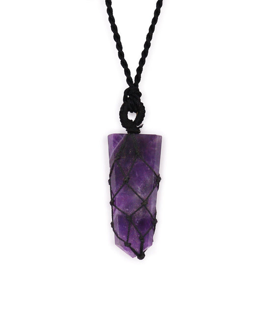 Laced Gemstone Flat Point Amethyst Necklace