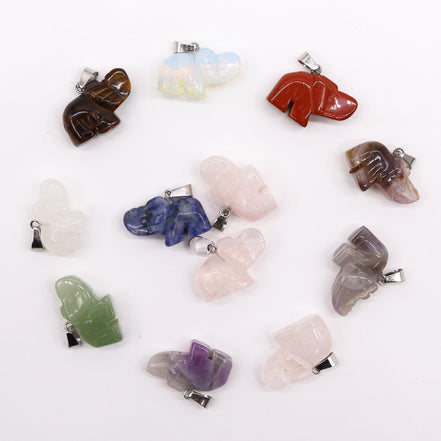 Gemstone Lucky Elephant Pendants – 12 Assorted 25x15mm
