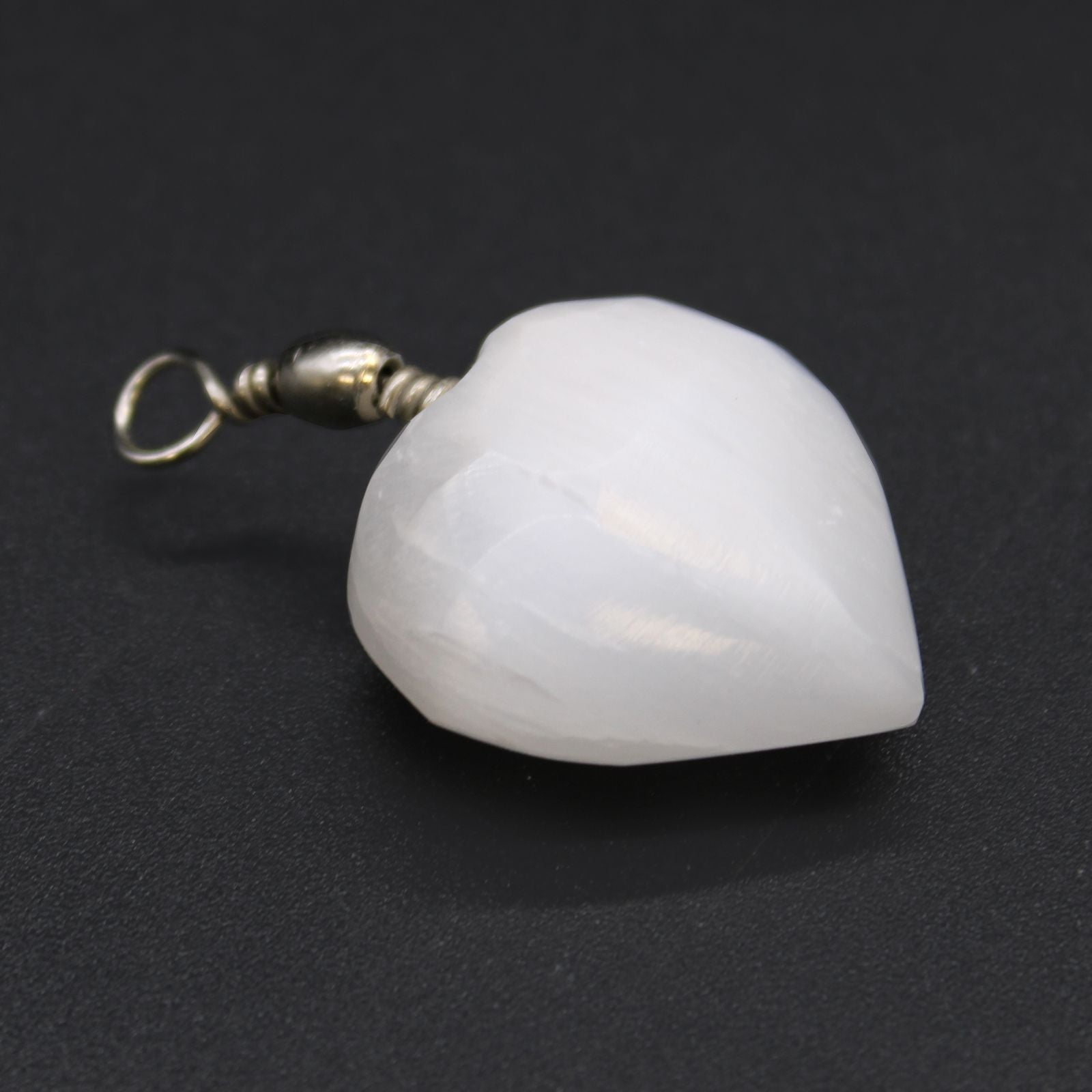 Selenite Heart Pendant – Sterling Silver Necklace Handmade