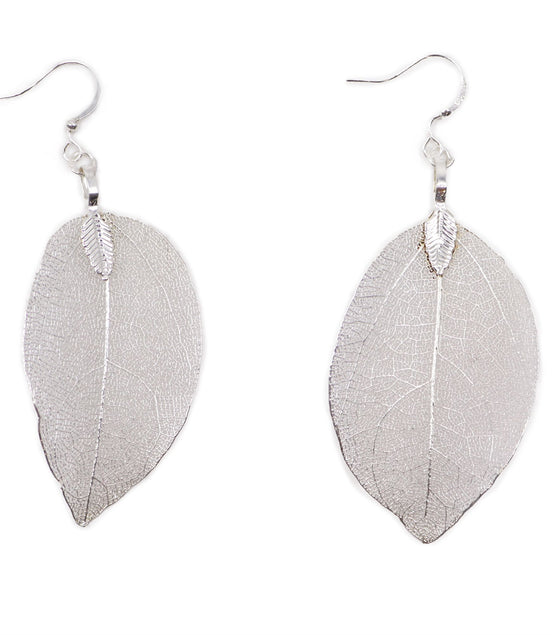 Earrings - Bravery Leaf - Silver