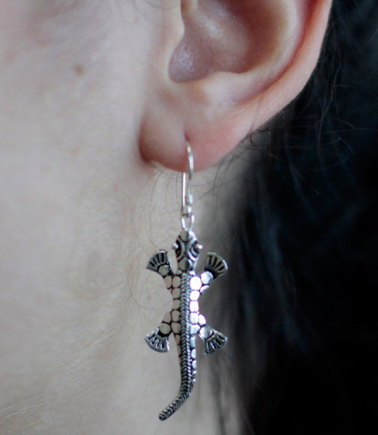 Silver Earrings for Women – Lizard Design