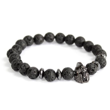 Knight’s Helmet Lava Stone Gemstone Bracelet – Boho Jewelry