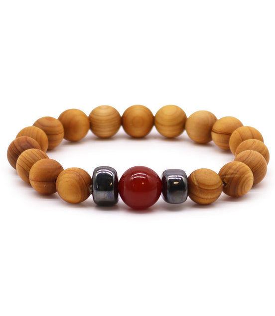 Cedarwood Root Chakra Bangle with Red Jasper