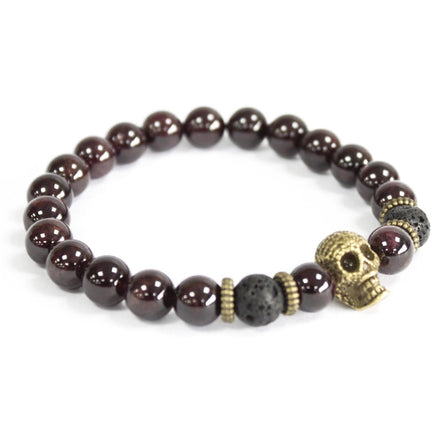 Bronze Skull Blood Stone Gemstone Bracelet – Boho Jewelry