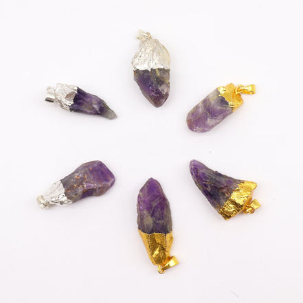 Gemstone Amethyst Gold & Silver Plated Pendants – 6 Assorted