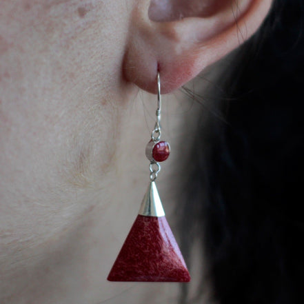 925 Silver Earrings – Triangle Double Drop