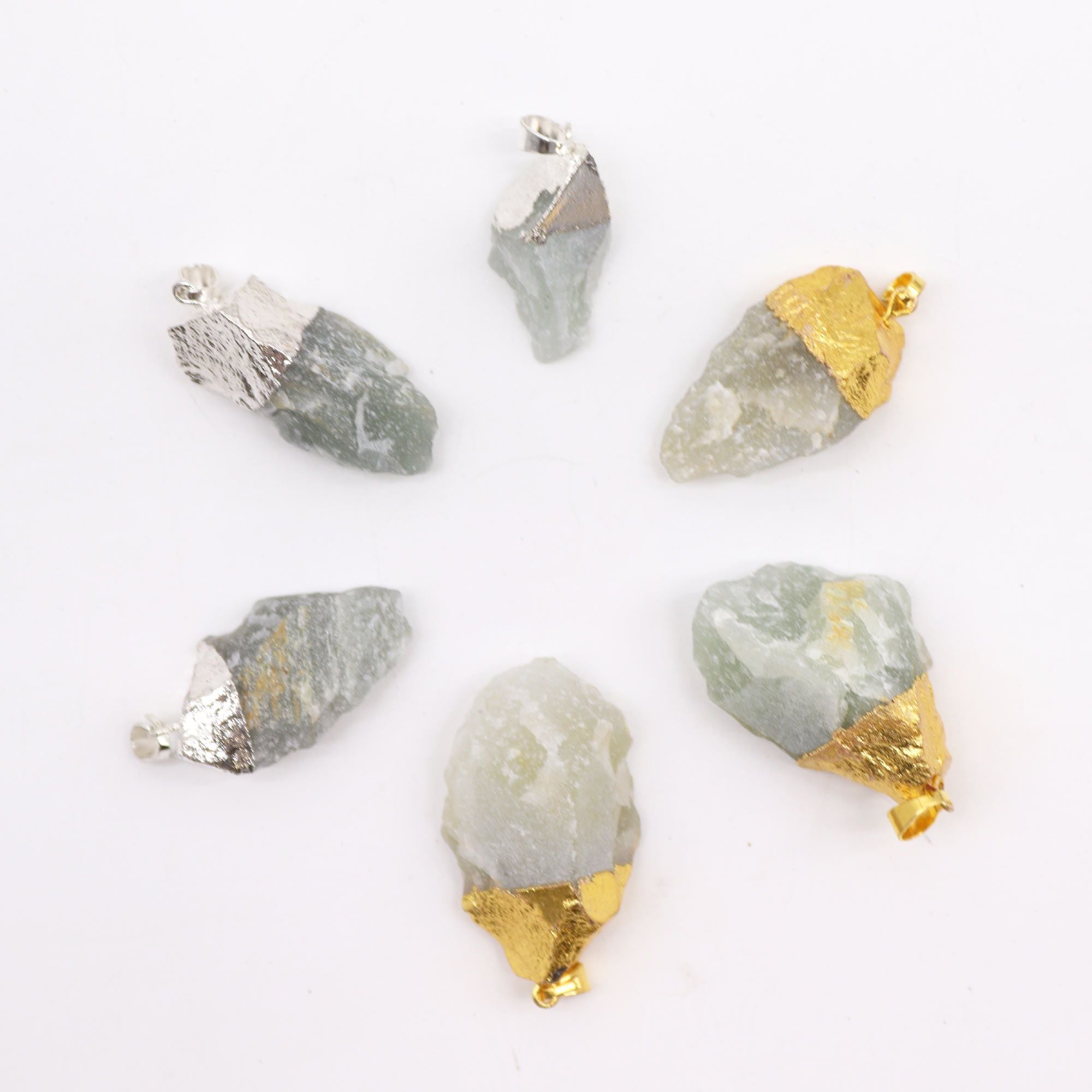 Gemstone Indian Jade Gold & Silver Plated Pendants – 6 Assorted