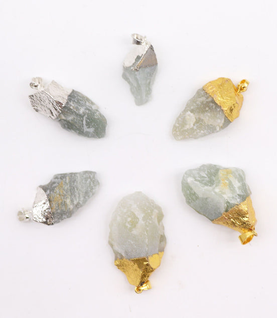 Gemstone Indian Jade Gold & Silver Plated Pendants – 6 Assorted