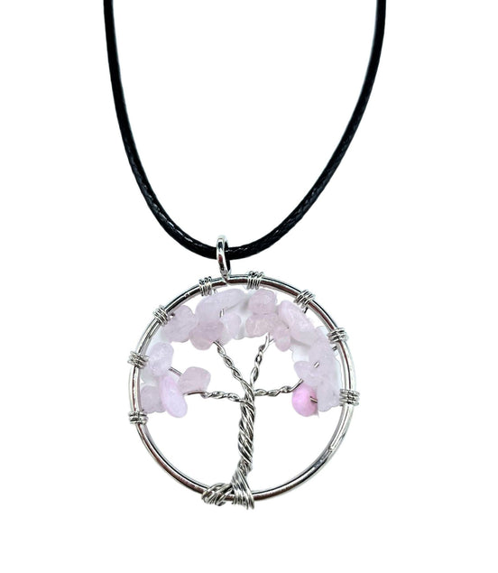 Tree of Life Pendant - Rose Quartz
