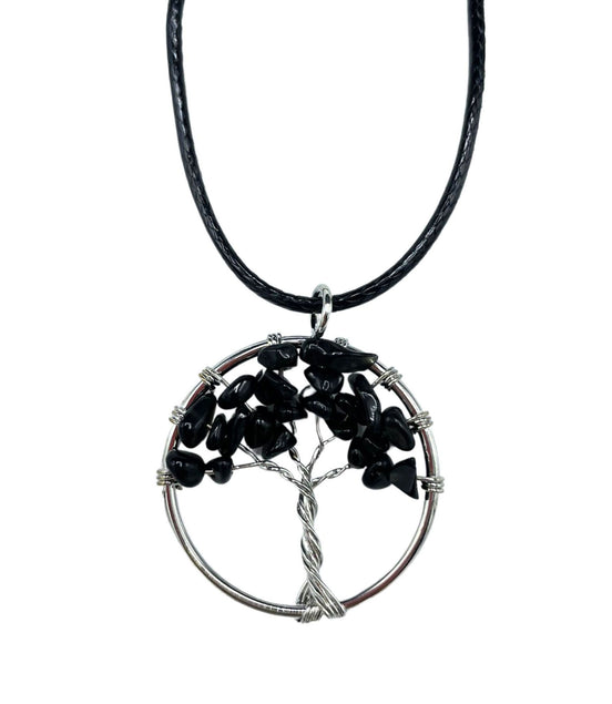 Tree of Life Pendant - Black Agate