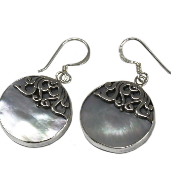 Silver Earrings for Women – Classic Disc MOP