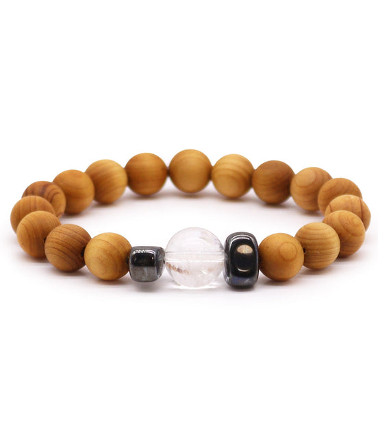 Cedarwood Crown Chakra Bangle with Clear Quartz
