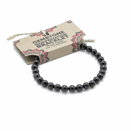 Gemstone Manifestation Bracelet – Black Agate Protection