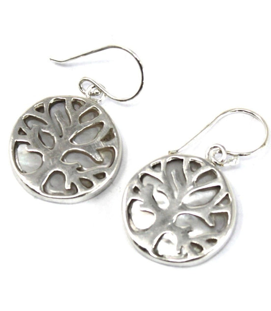 Tree of Life Silver Earrings 15mm – Mother of Pearl