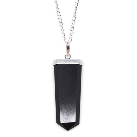 Gemstone Flat Pencil Pendant – Black Agate
