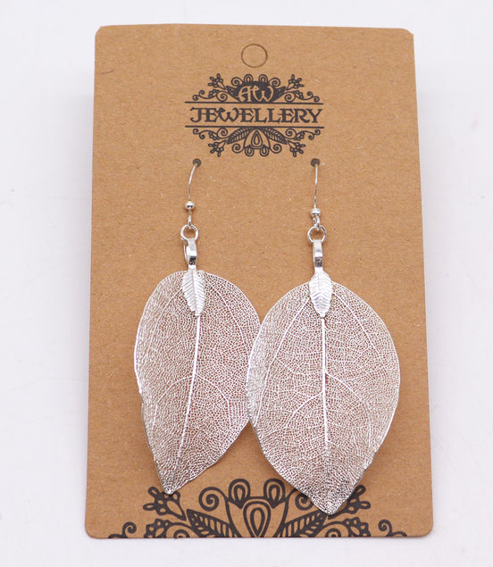 Earrings - Bravery Leaf - Silver
