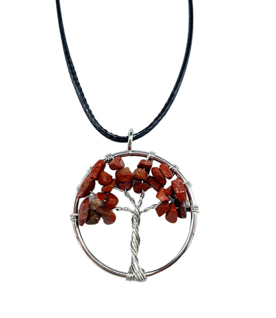 Tree of Life Pendant - Red Jasper