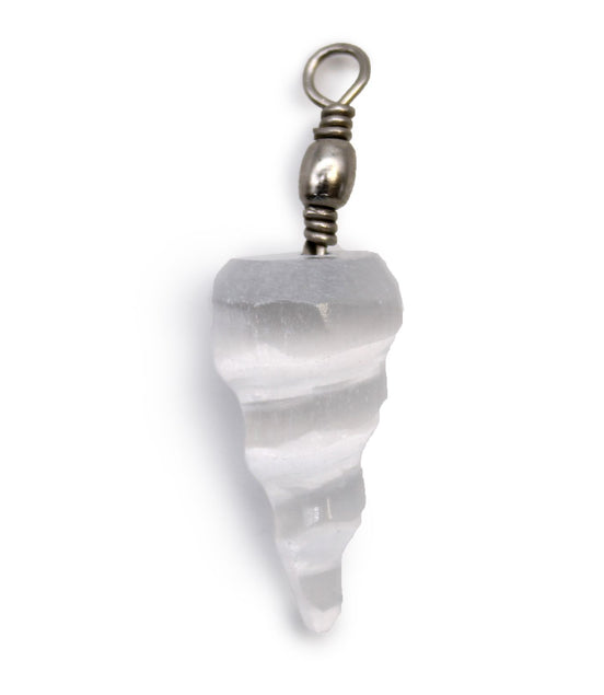 Selenite Spiral Pendant – Sterling Silver Necklace Handmade