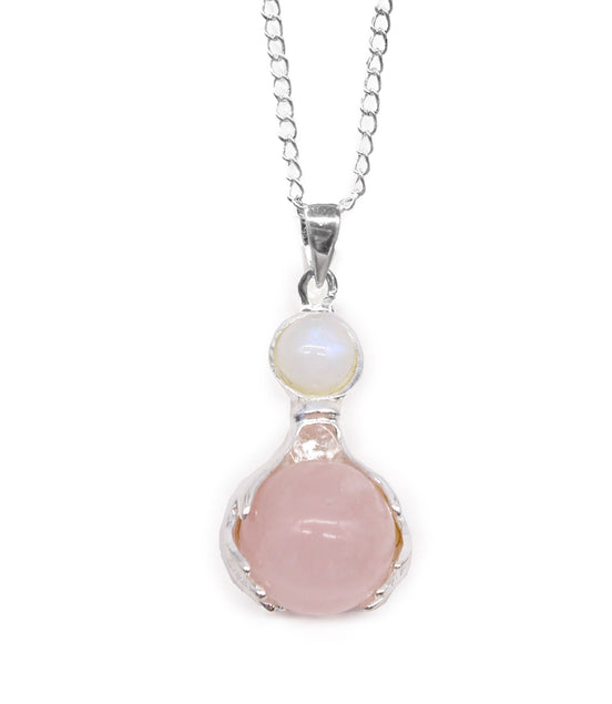 Gemstone Healing Hands Pendant – Rose Quartz