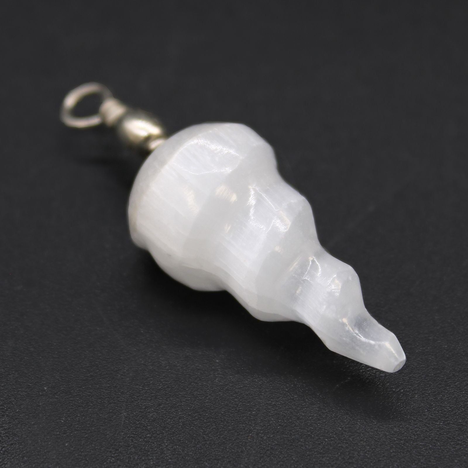 Selenite Spiral Pendant – Sterling Silver Necklace Handmade