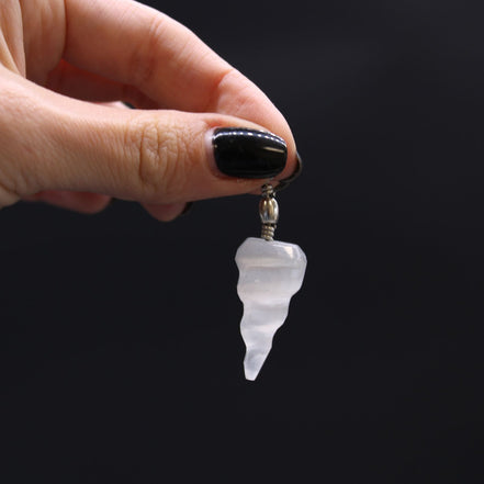 Selenite Spiral Pendant – Sterling Silver Necklace Handmade