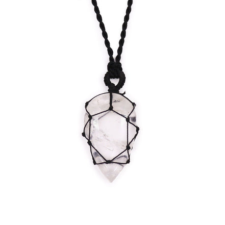 Laced Gemstone Teardrop Pendant Necklace – Rock Quartz