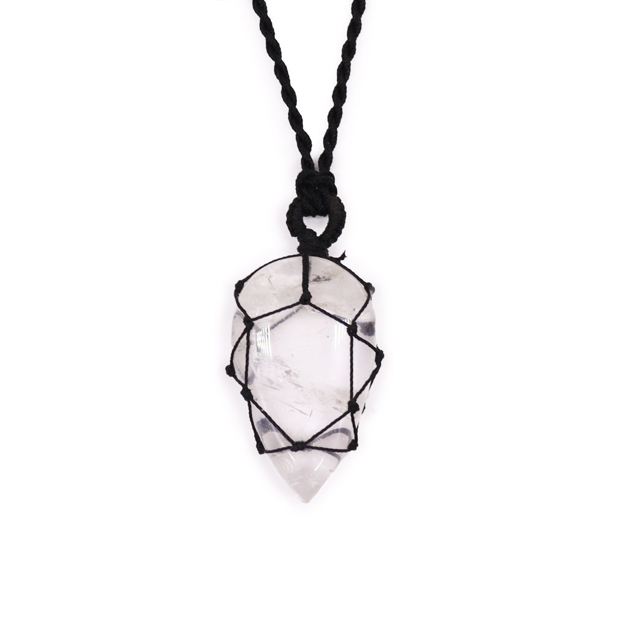 Laced Gemstone Teardrop Pendant Necklace – Rock Quartz