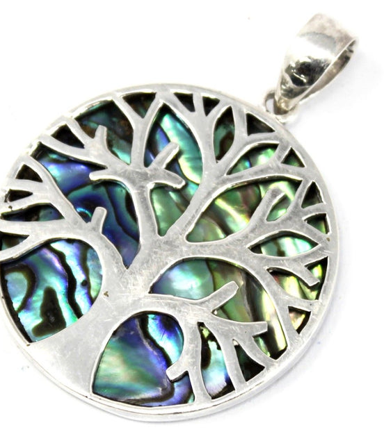 Tree of Life Silver Pendant 30mm – Abalone