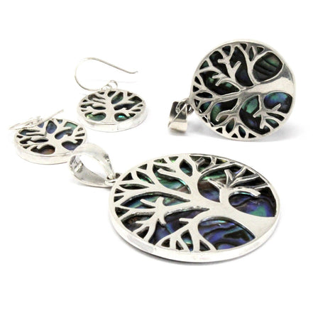 Tree of Life Silver Pendant 22mm – Abalone