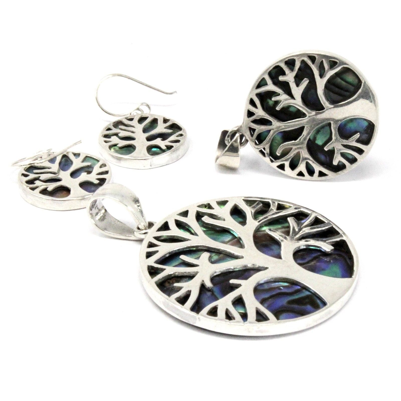 Tree of Life Silver Pendant 22mm – Abalone