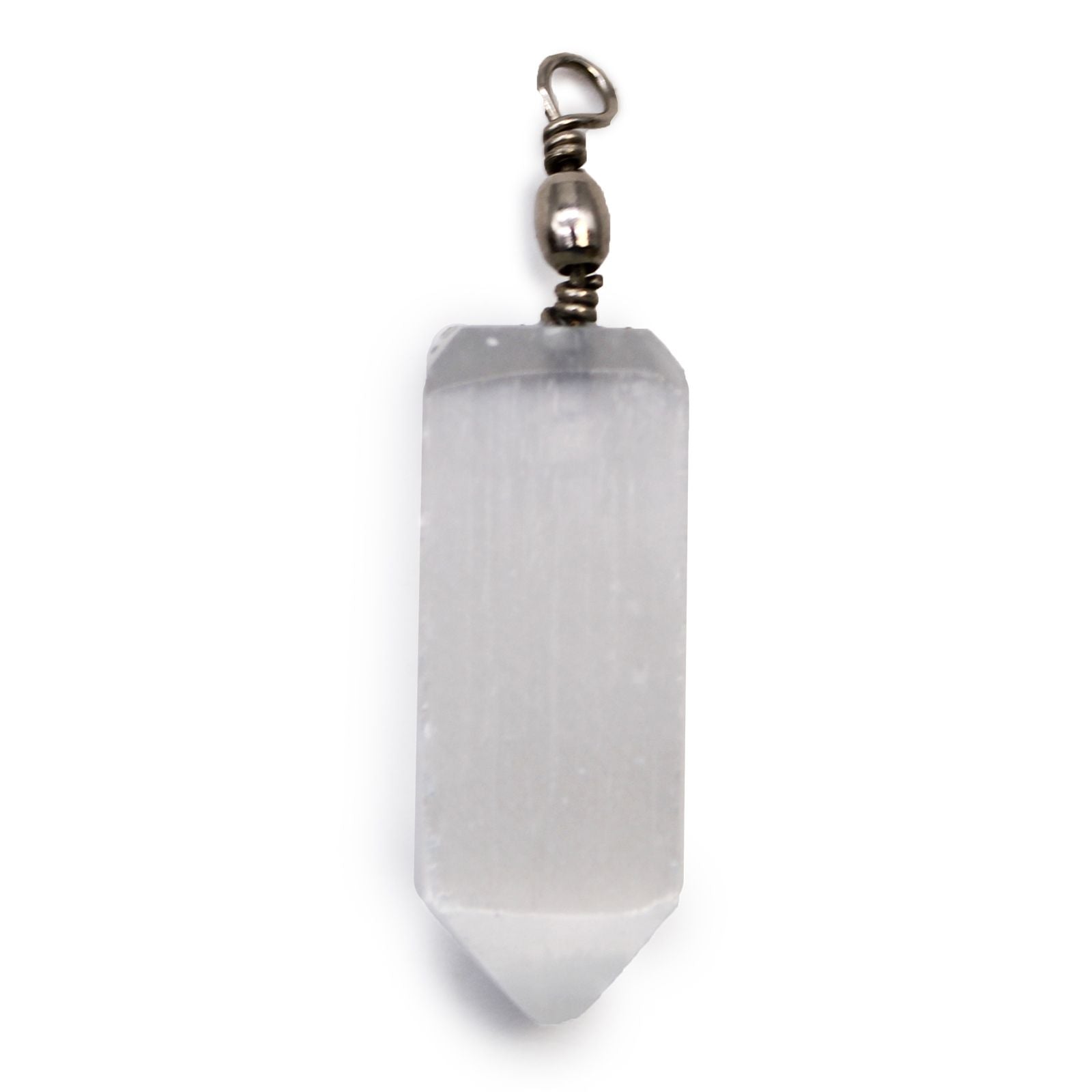 Selenite Obelisk Pendant – Sterling Silver Necklace Handmade